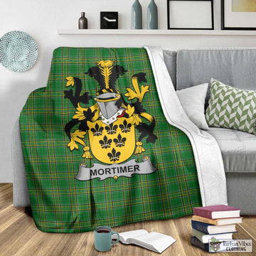 Tartan Vibes Clothing Mortimer Irish Clan Tartan Blanket with Coat of Arms