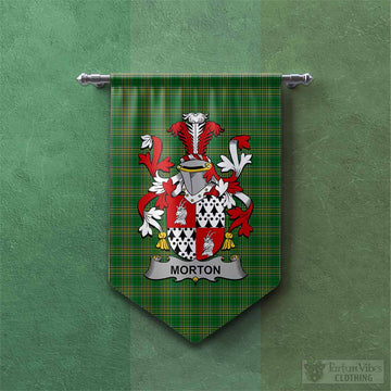 Tartan Vibes Clothing Morton Irish Clan Tartan Gonfalon, Tartan Banner with Coat of Arms