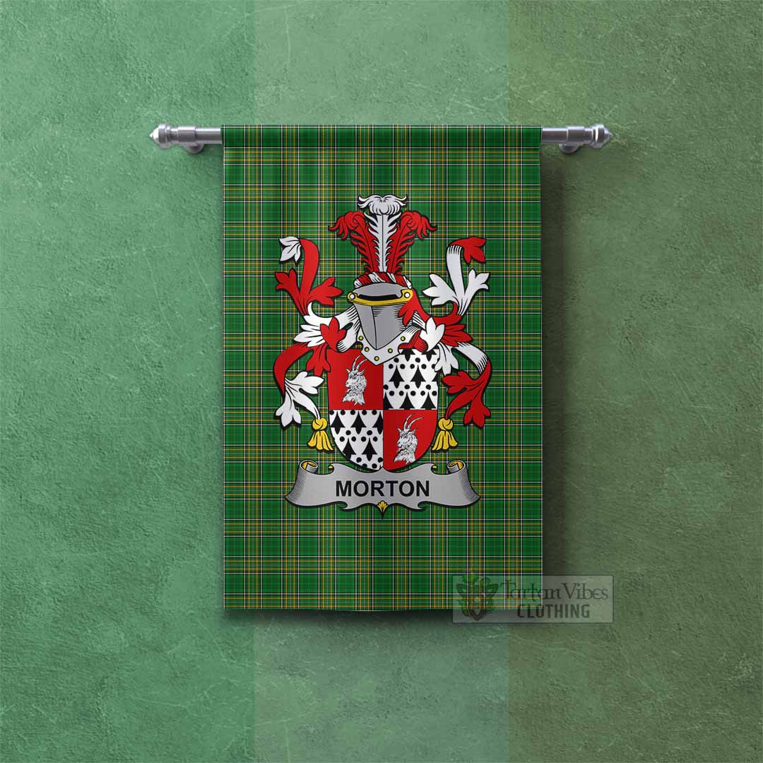 Tartan Vibes Clothing Morton Irish Clan Tartan Gonfalon, Tartan Banner with Coat of Arms