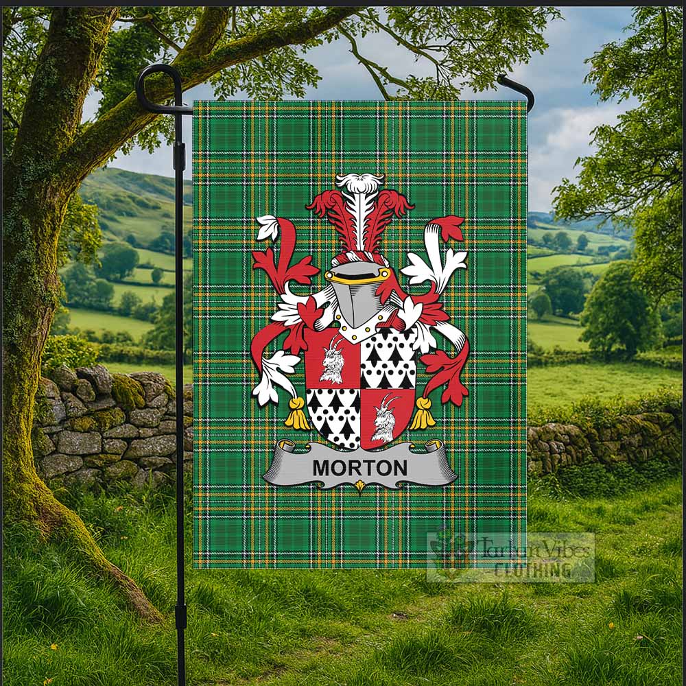 Morton Irish Clan Tartan Flag with Coat of Arms