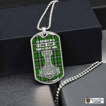 Tartan Vibes Clothing Moss Tartan Dog Tag Necklace Viking Mjolnir Style