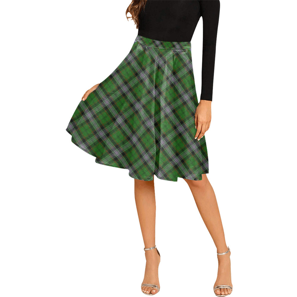 Moss Tartan Melete Pleated Midi Skirt Cross Style Female - Tartan Vibes Clothing