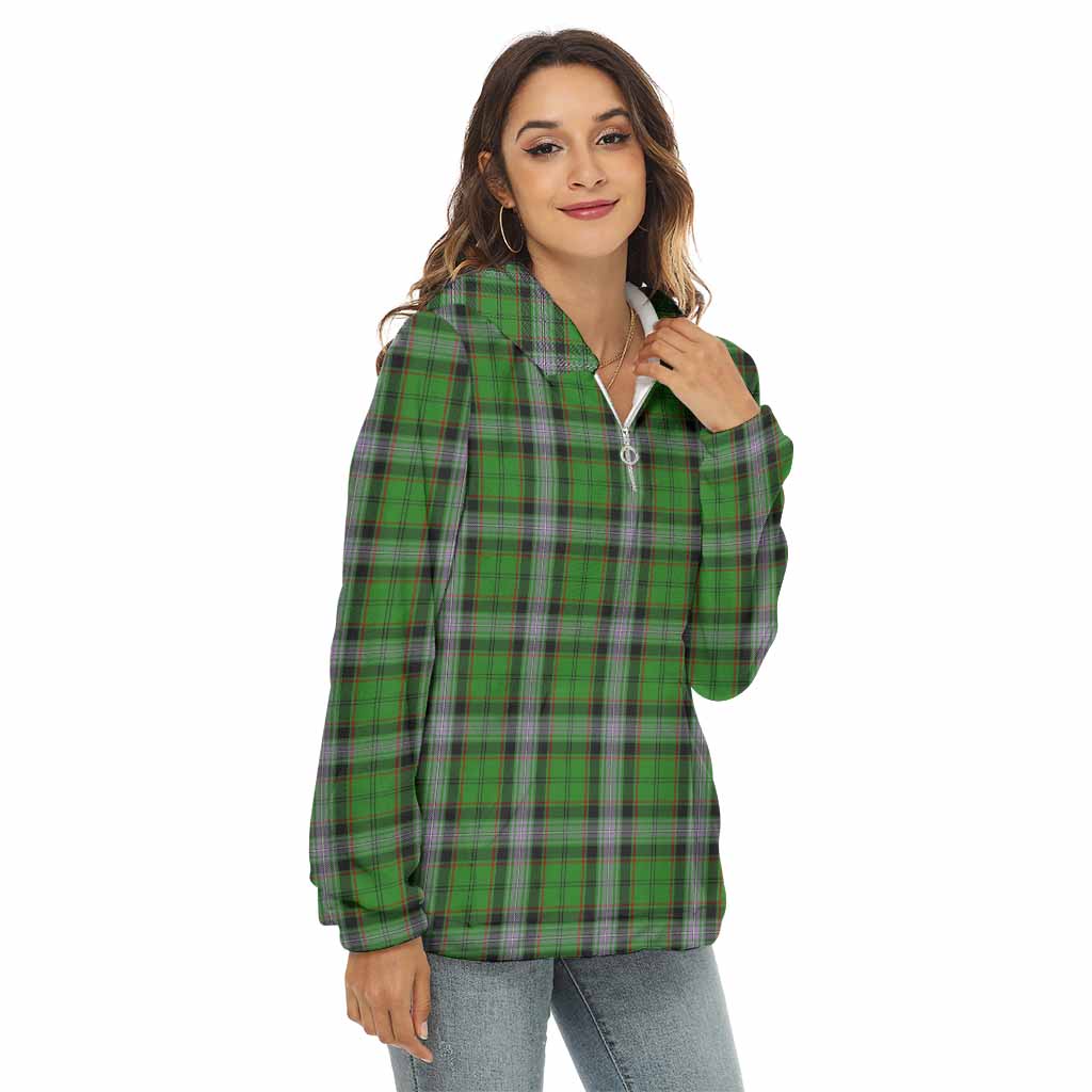 Moss Tartan Women's Borg Fleece Hoodie with Half Zip Female - Tartan Vibes Clothing