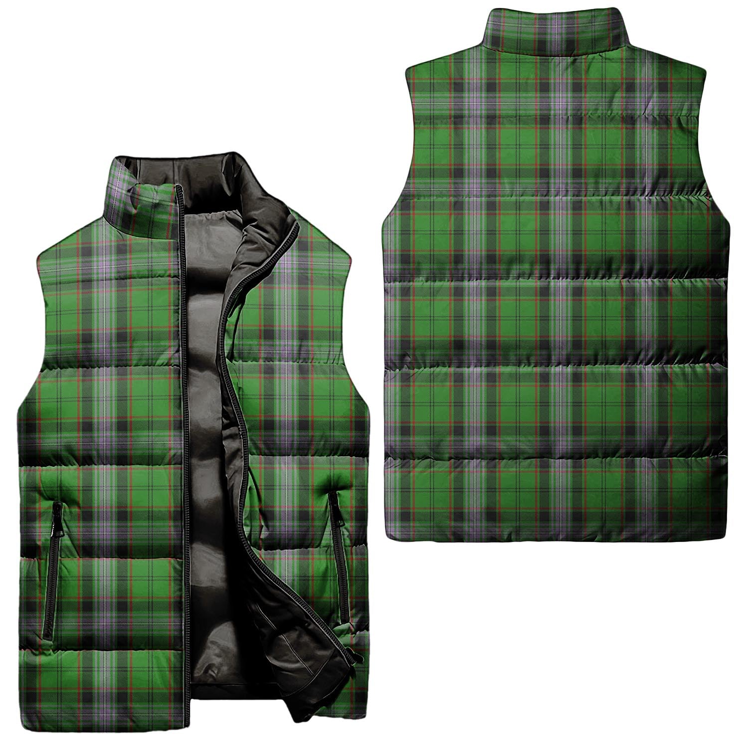 Moss Tartan Sleeveless Puffer Jacket Unisex - Tartan Vibes Clothing