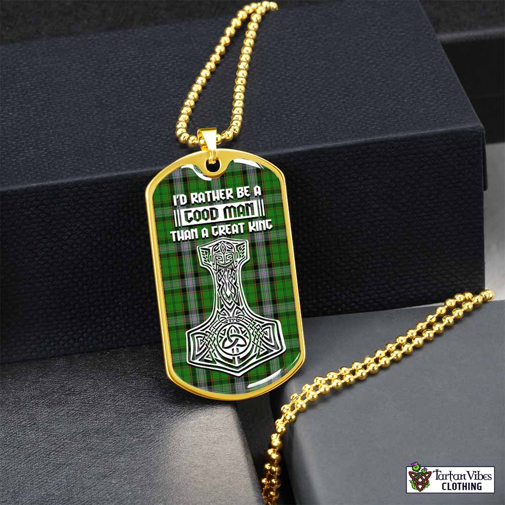 Moss Tartan Dog Tag Necklace Viking Mjolnir Style Gold No - Tartan Vibes Clothing
