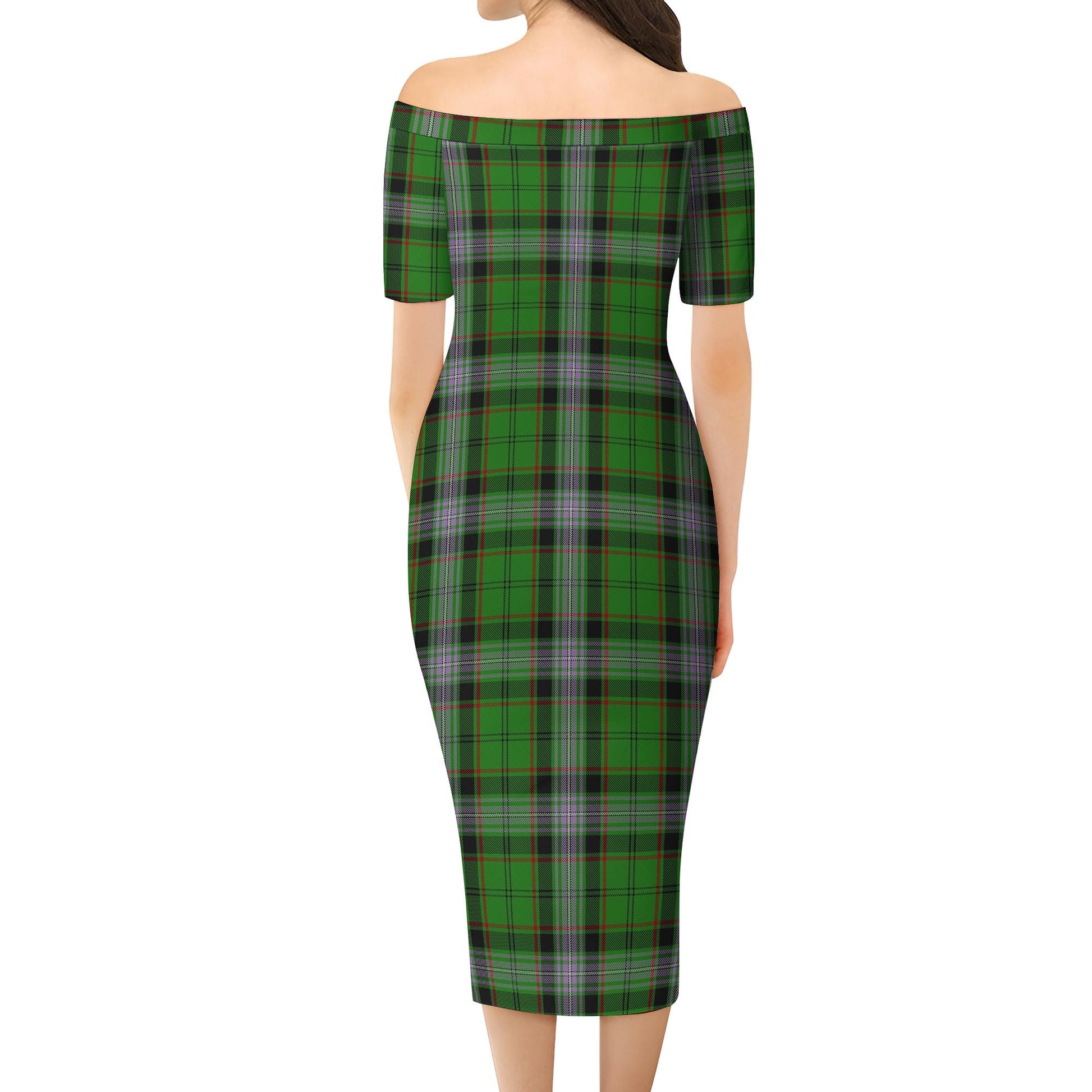 Moss Tartan Off Shoulder Lady Dress - Tartan Vibes Clothing