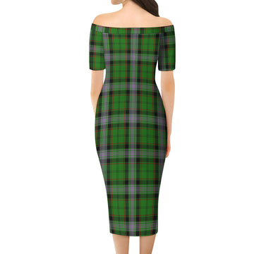Moss Tartan Off Shoulder Lady Dress - Tartan Vibes Clothing