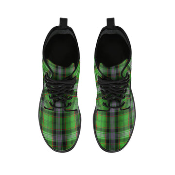 Moss Tartan Leather Boots - Tartan Vibes Clothing