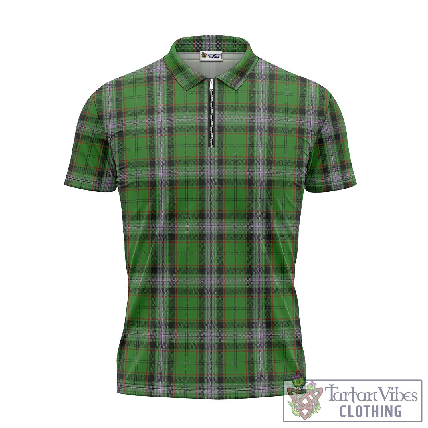 Moss Tartan Zipper Polo Shirt - Tartan Vibes Clothing