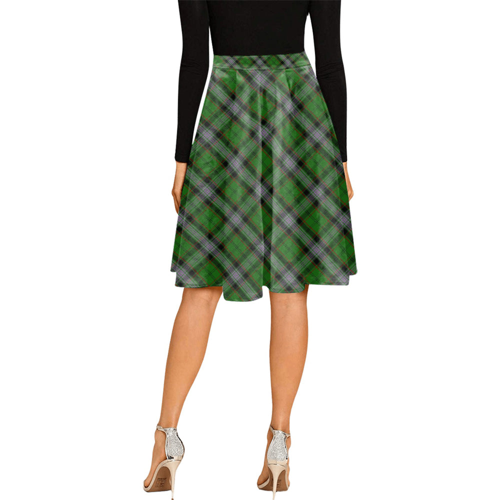 Moss Tartan Melete Pleated Midi Skirt Cross Style - Tartan Vibes Clothing