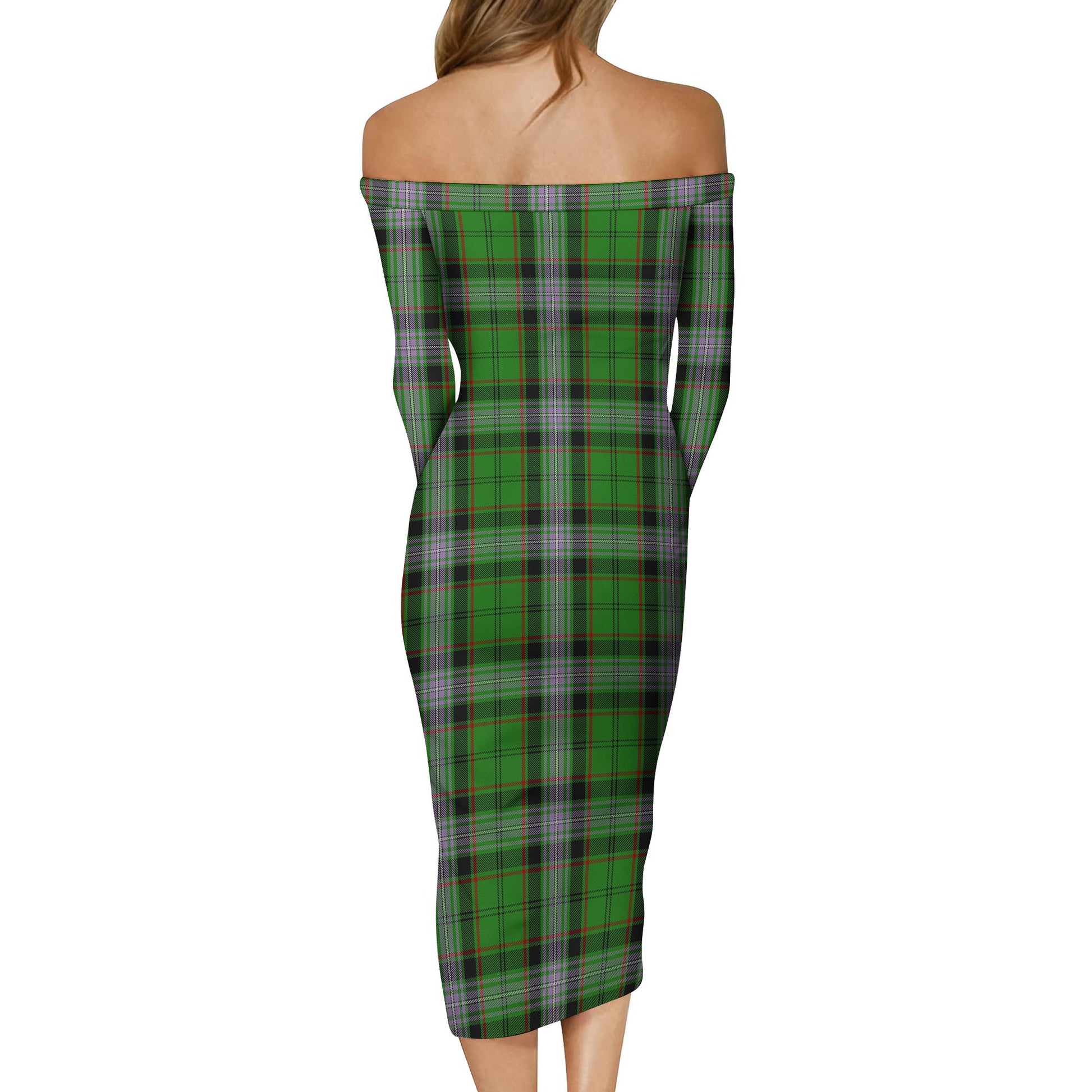 Moss Tartan Off Shoulder Lady Dress - Tartan Vibes Clothing