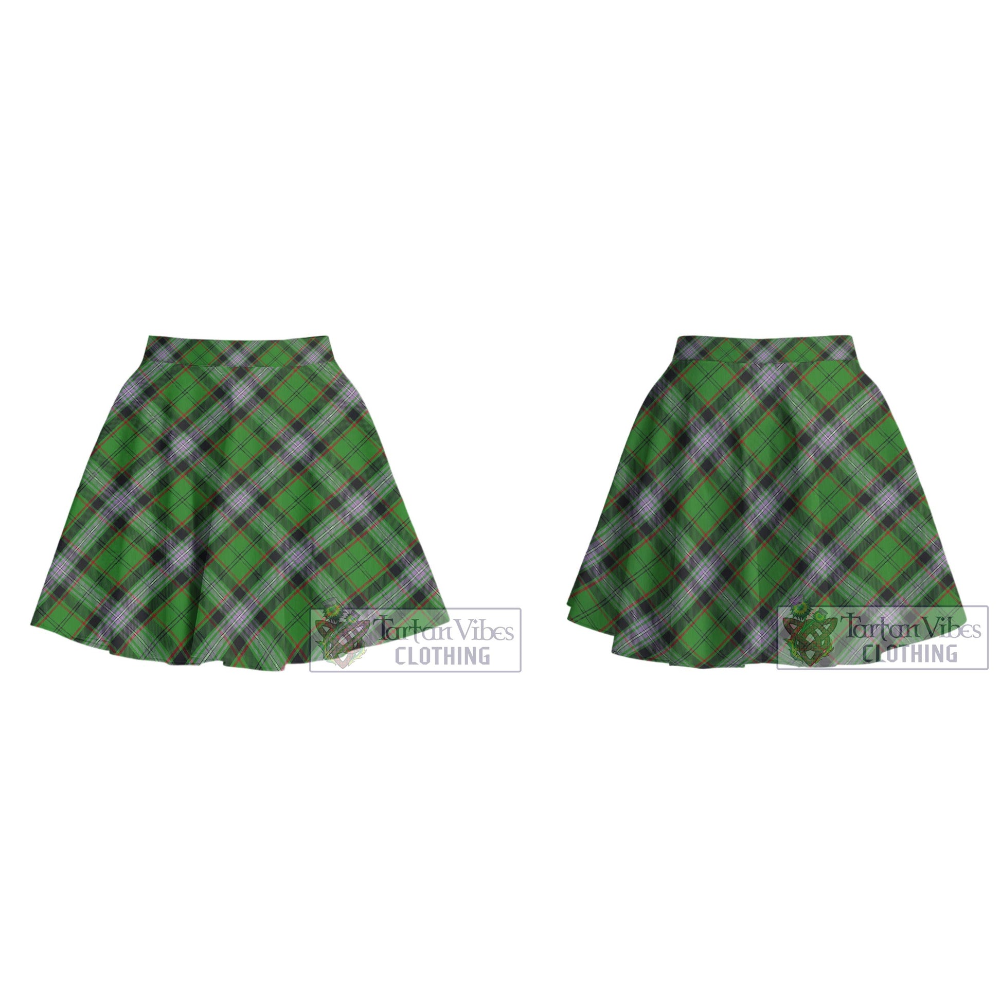 Moss Tartan Women's Plated Mini Skirt Cross Style - Tartan Vibes Clothing