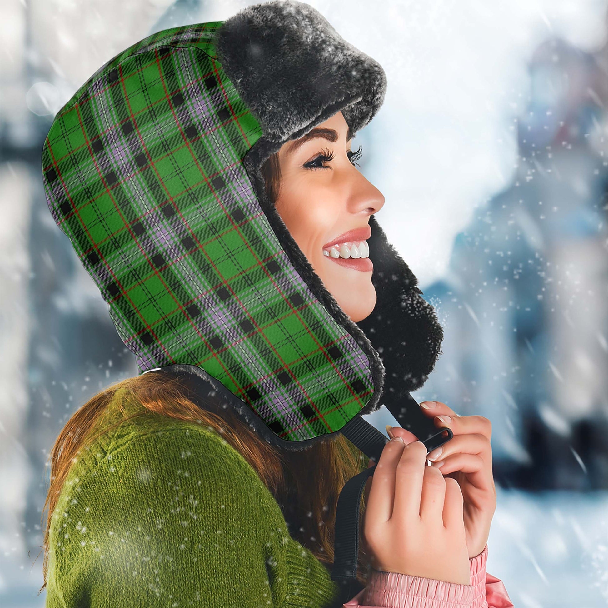 Moss Tartan Winter Trapper Hat - Tartan Vibes Clothing