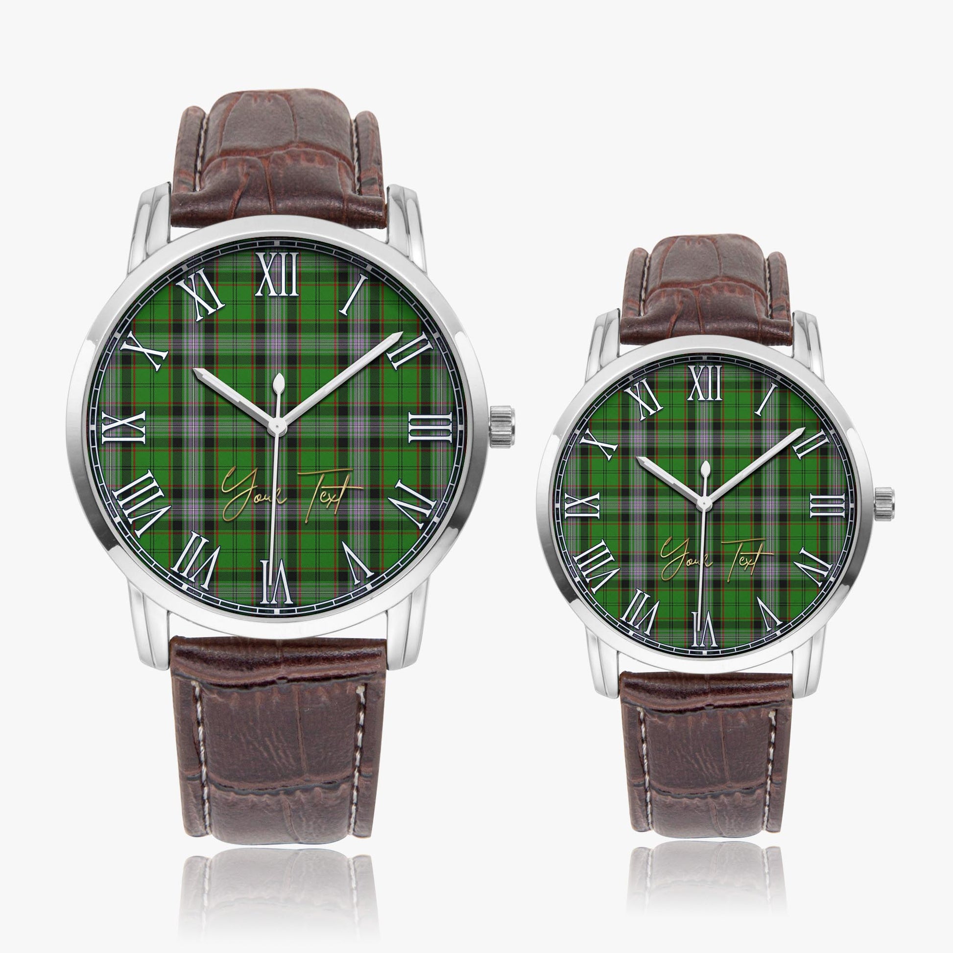 Moss Tartan Personalized Your Text Leather Trap Quartz Watch - Tartan Vibes Clothing