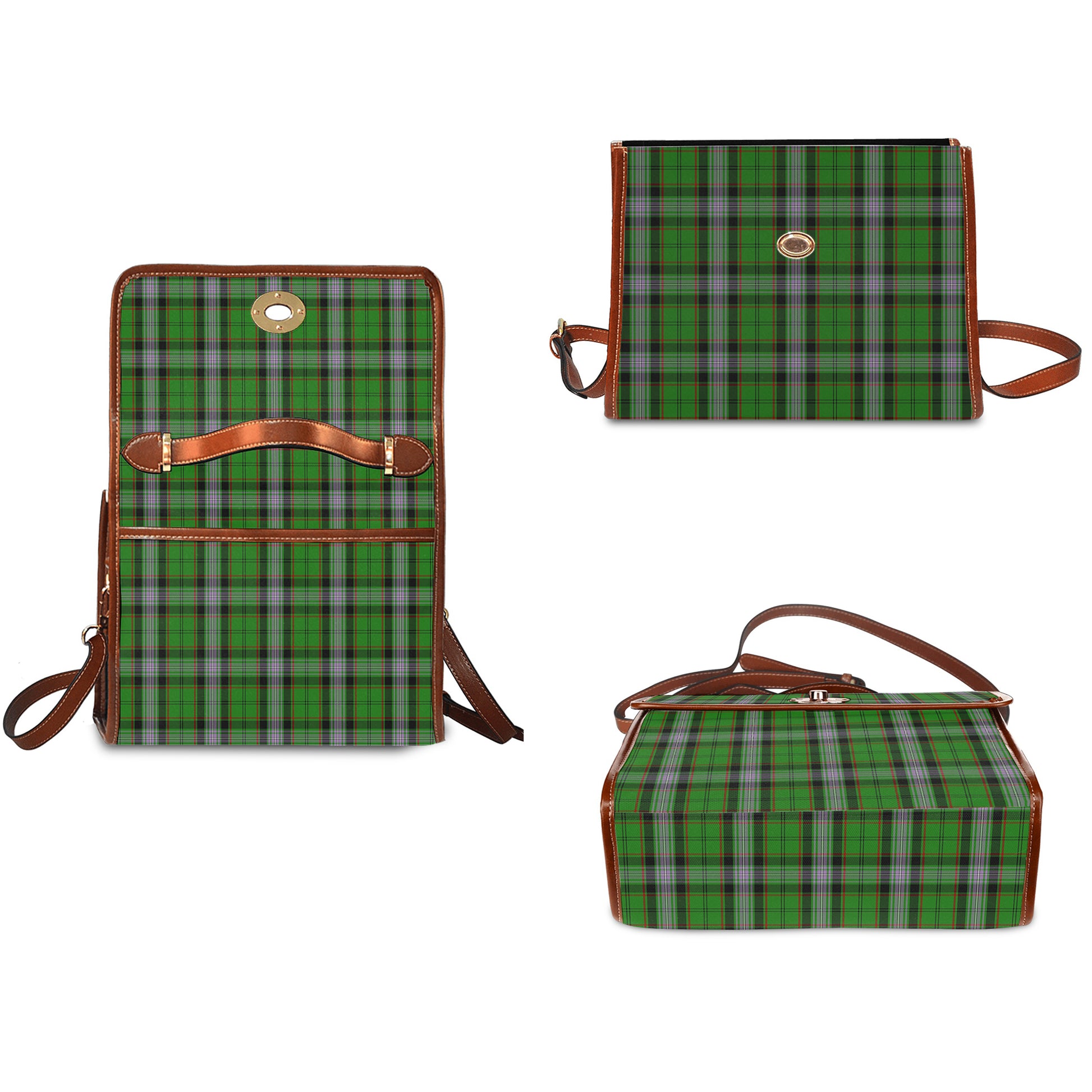 moss-tartan-leather-strap-waterproof-canvas-bag