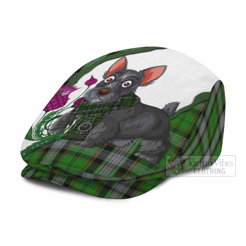 Moss Scottish Terrier Tartan Flat Cap, Jeff Cap Thistle Heritage Art - Tartan Vibes Clothing