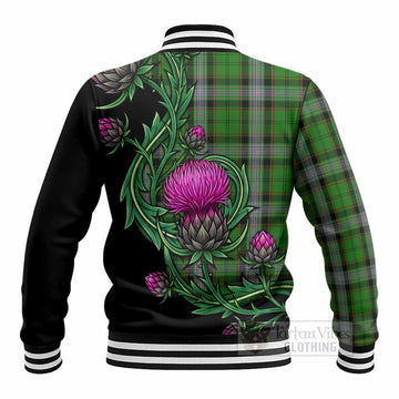 Moss Tartan Baseball Jacket Resilient Scottish Thistle - Tartan Vibes Clothing