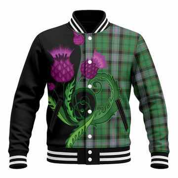 Moss Tartan Baseball Jacket Traditional Scottish Thistle