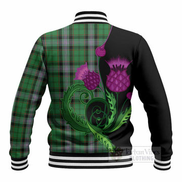 Moss Tartan Baseball Jacket Traditional Scottish Thistle