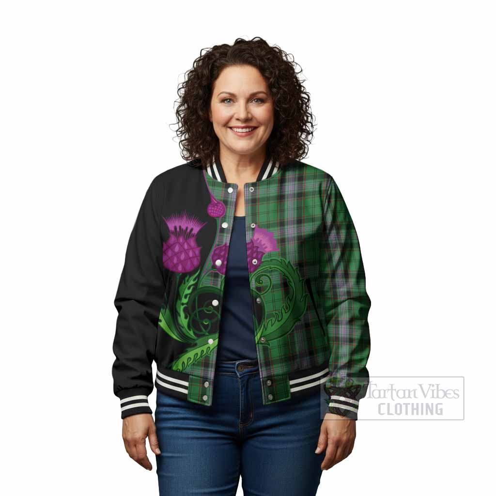 Moss Tartan Baseball Jacket Traditional Scottish Thistle - Tartan Vibes Clothing