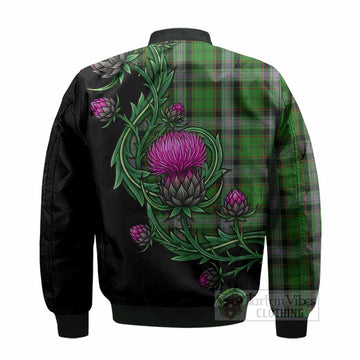 Moss Tartan Bomber Jacket Resilient Scottish Thistle - Tartan Vibes Clothing