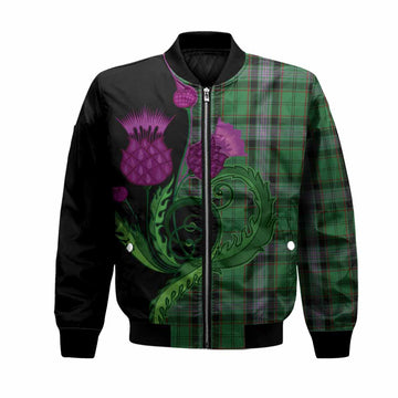 Moss Tartan Bomber Jacket Traditional Scottish Thistle