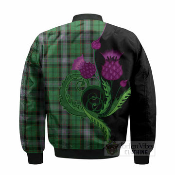 Moss Tartan Bomber Jacket Traditional Scottish Thistle