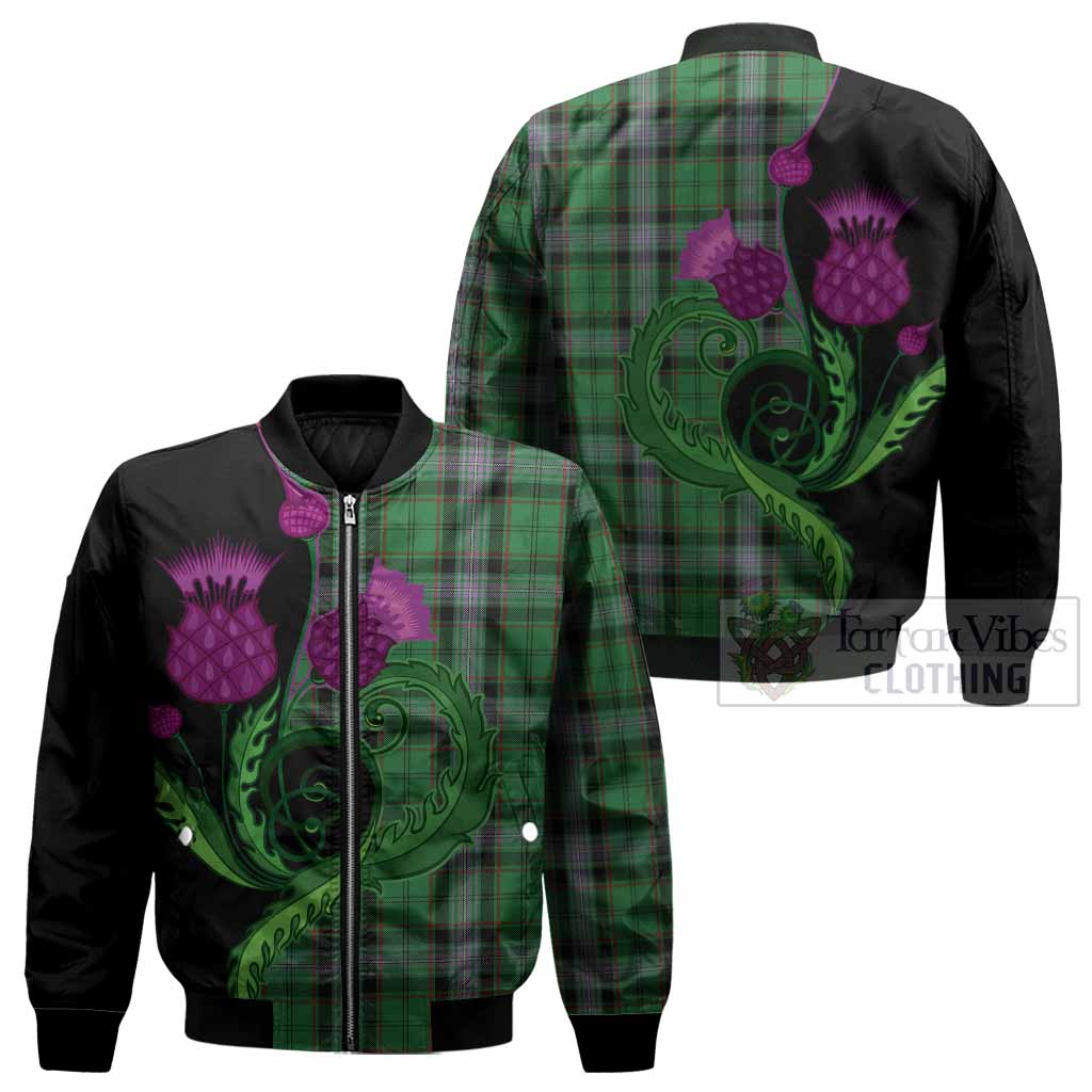 Moss Tartan Bomber Jacket Traditional Scottish Thistle - Tartan Vibes Clothing