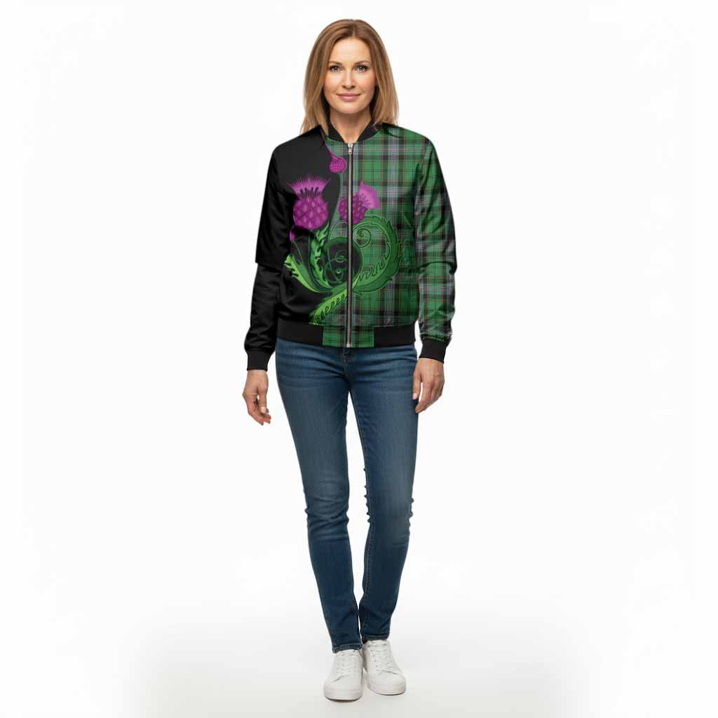 Moss Tartan Bomber Jacket Traditional Scottish Thistle - Tartan Vibes Clothing