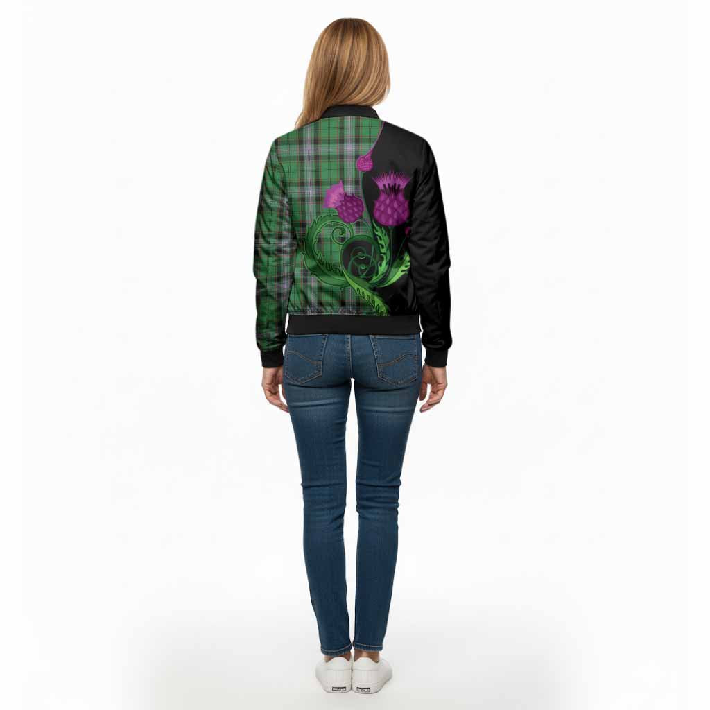 Moss Tartan Bomber Jacket Traditional Scottish Thistle - Tartan Vibes Clothing