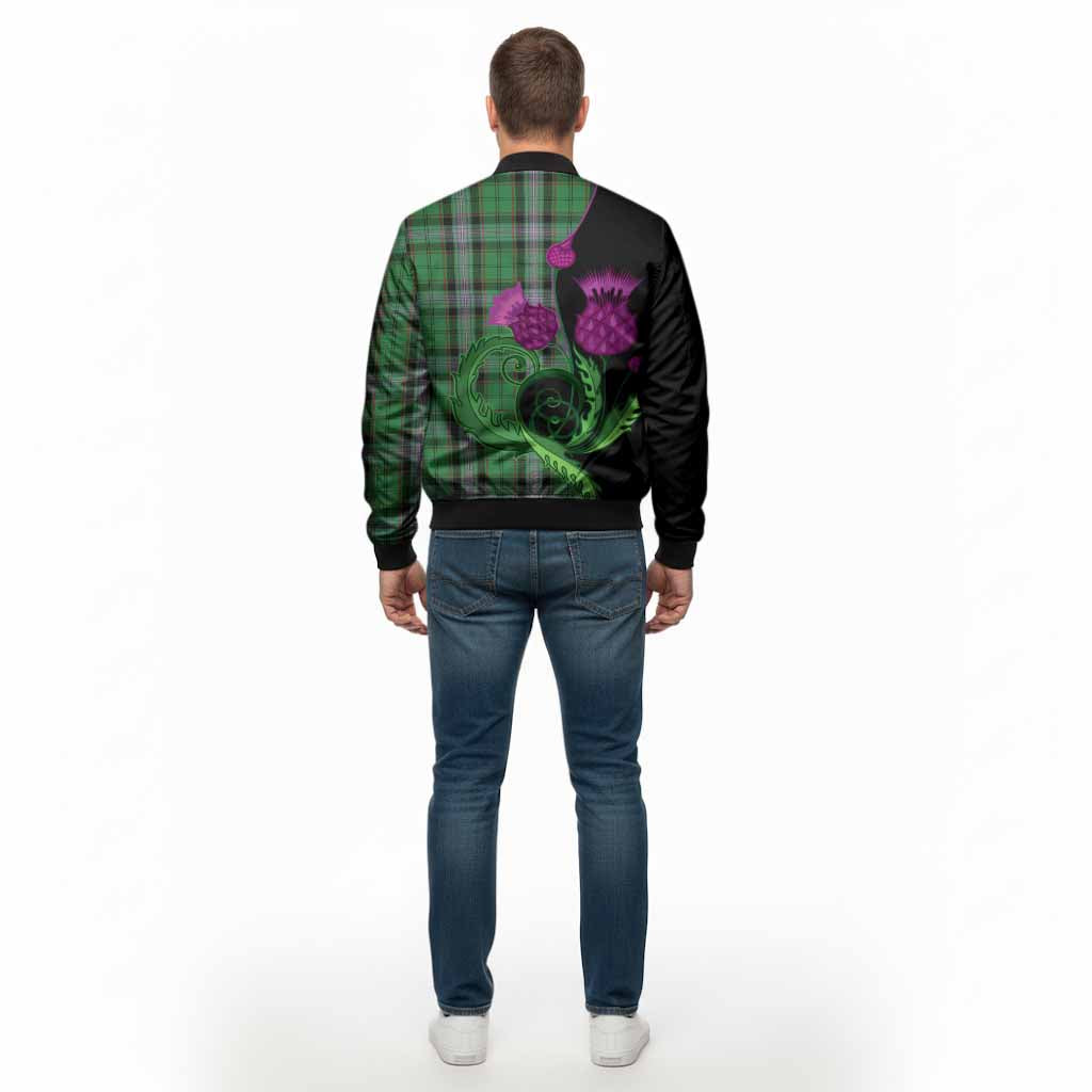 Moss Tartan Bomber Jacket Traditional Scottish Thistle - Tartan Vibes Clothing
