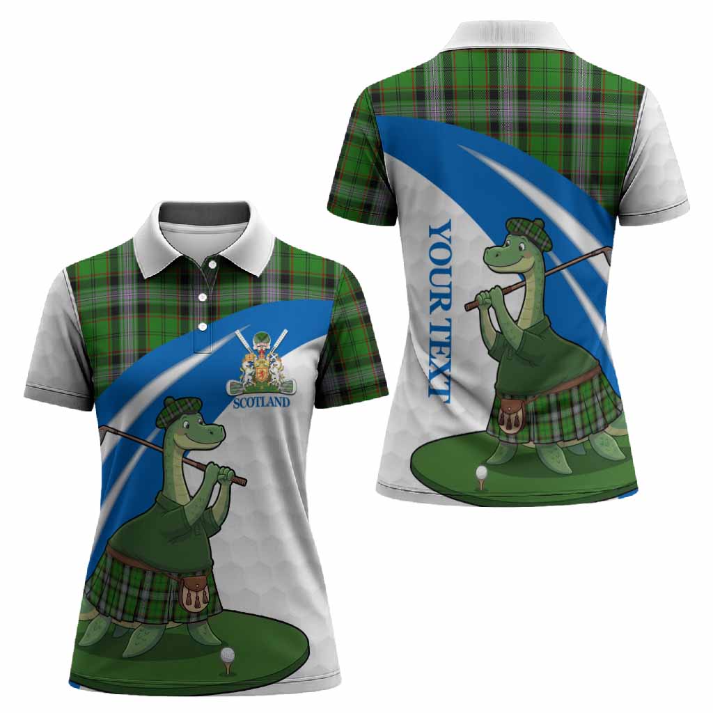Moss Tartan Crest Golf Nessie Women Polo Shirt Loch Ness Monster Sporty Style