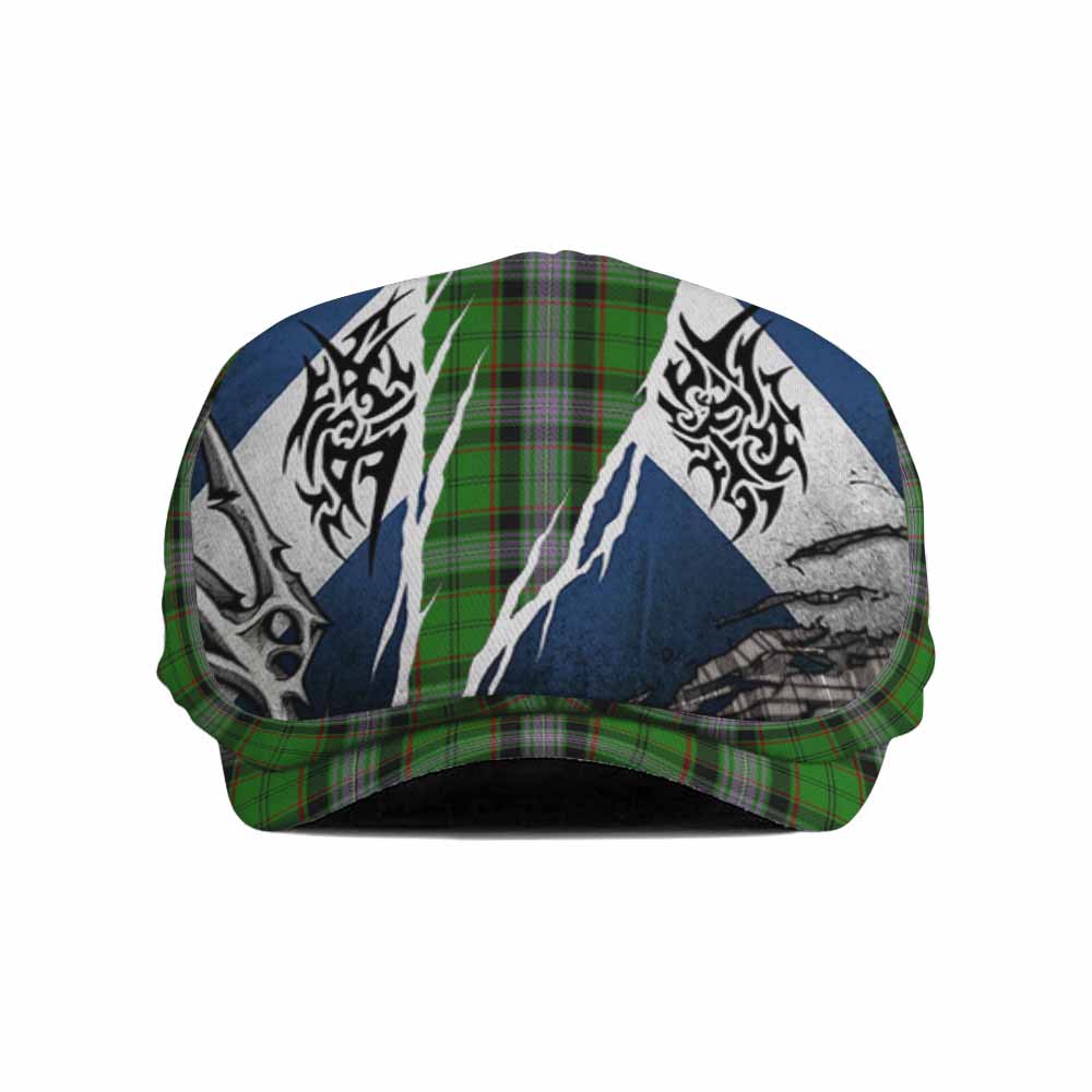 Moss Tartan Flat Cap, Jeff Cap Scotland Flag Ripped Tribal Design