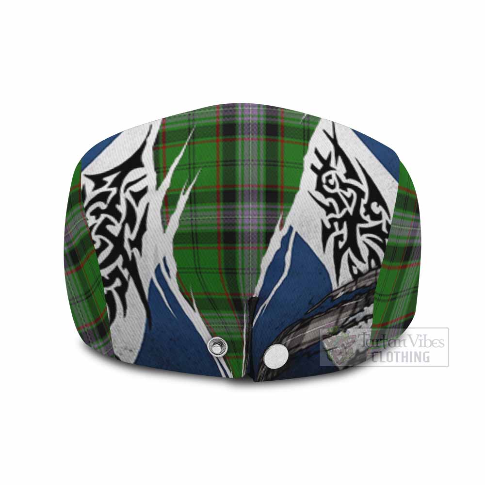Moss Tartan Flat Cap, Jeff Cap Scotland Flag Ripped Tribal Design