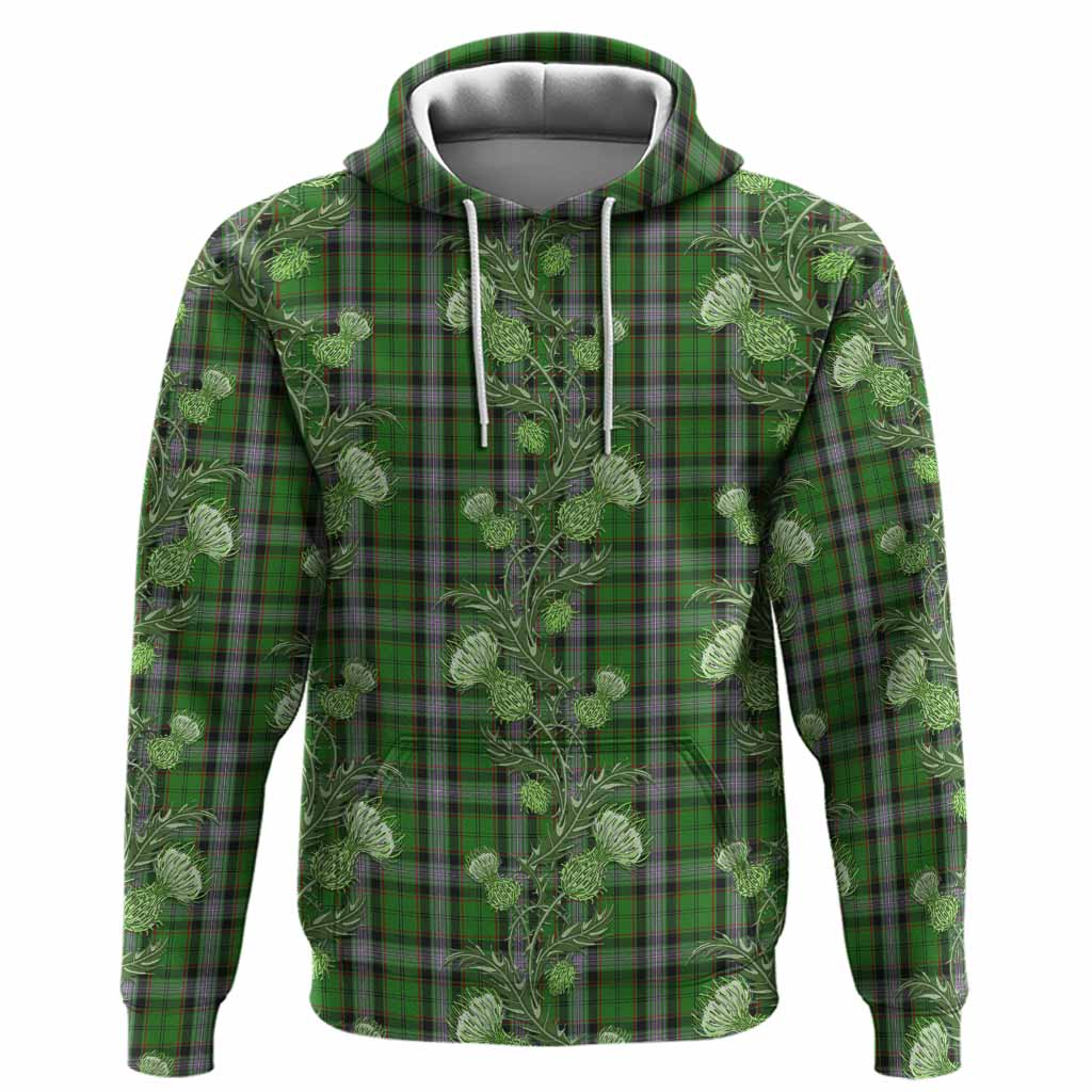 Moss Tartan Hoodie Seamless Scottish Thistle Flowers