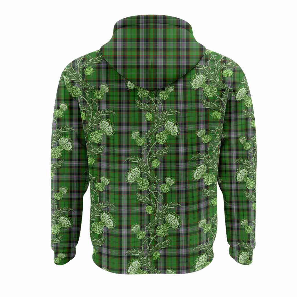 Moss Tartan Hoodie Seamless Scottish Thistle Flowers