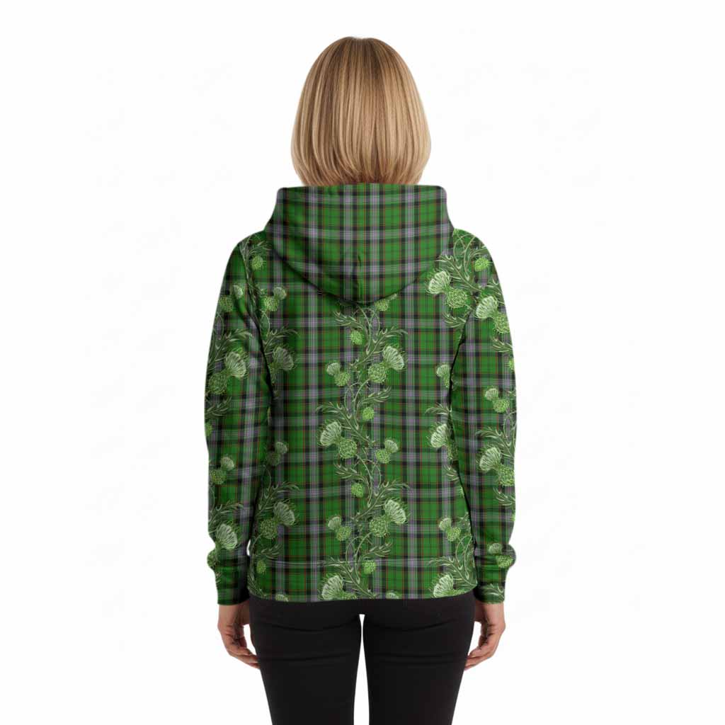 Moss Tartan Hoodie Seamless Scottish Thistle Flowers