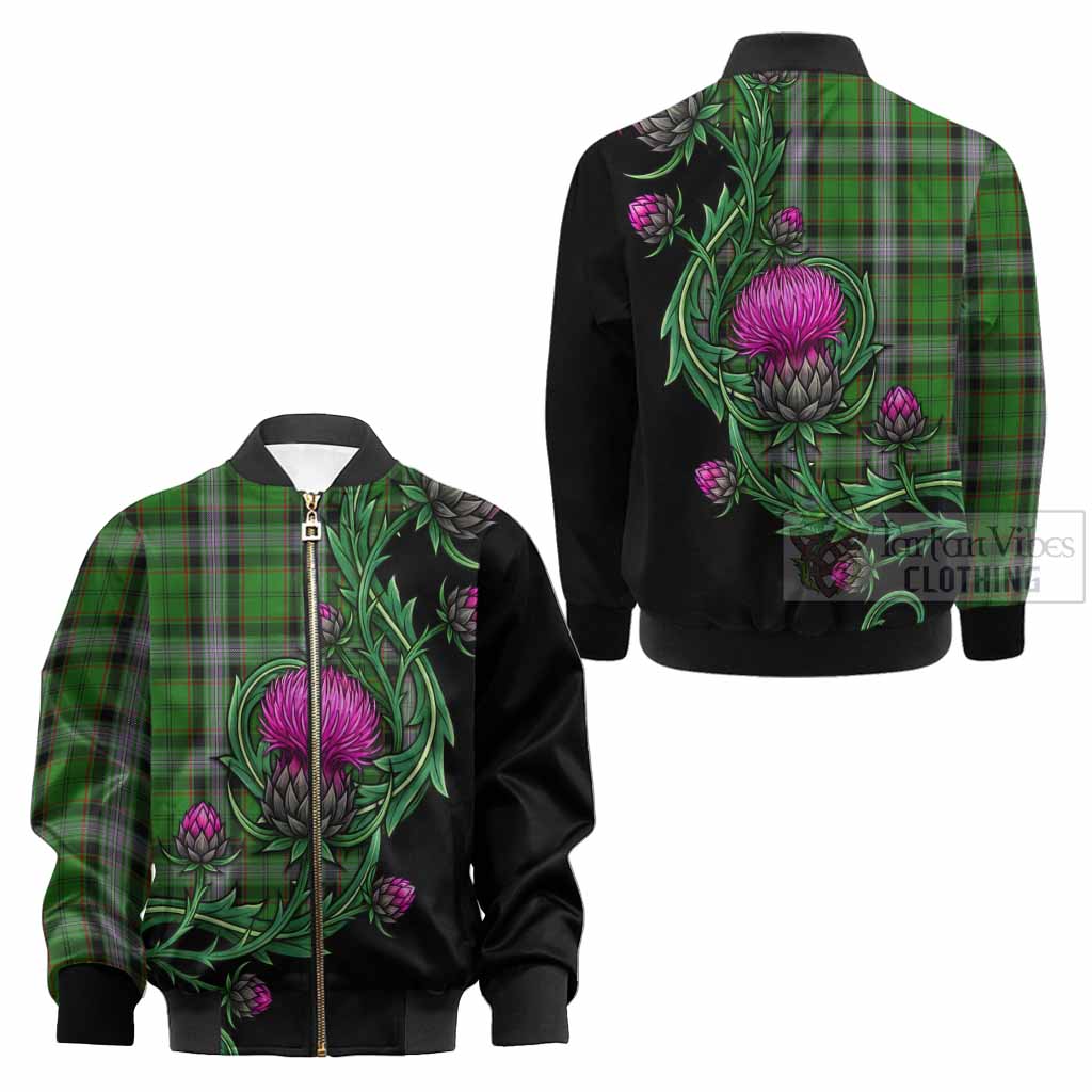 Moss Tartan Kid Bomber Jacket Resilient Scottish Thistle - Tartan Vibes Clothing