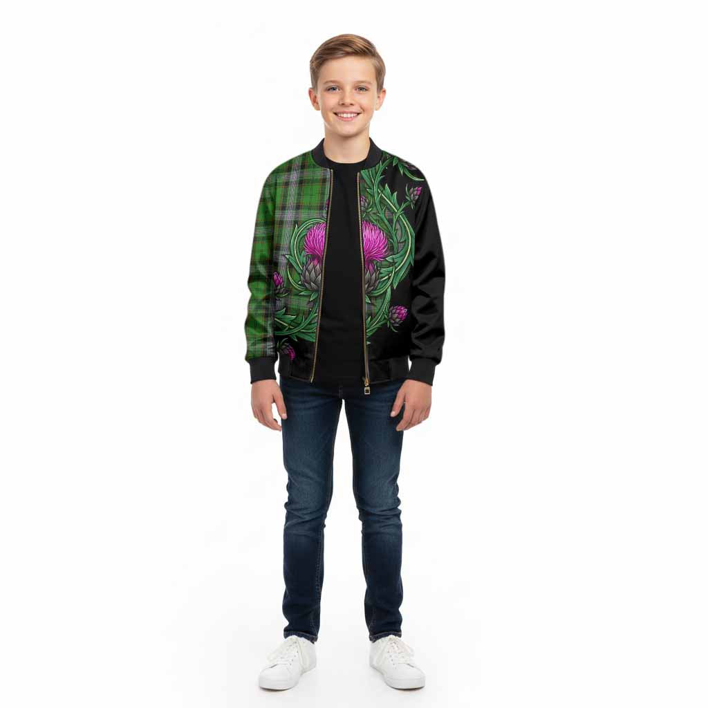 Moss Tartan Kid Bomber Jacket Resilient Scottish Thistle - Tartan Vibes Clothing