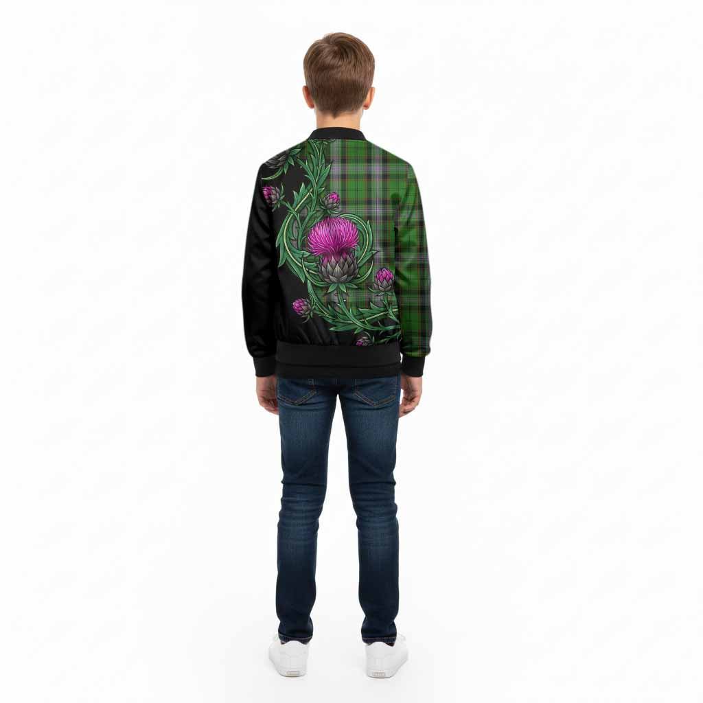 Moss Tartan Kid Bomber Jacket Resilient Scottish Thistle - Tartan Vibes Clothing