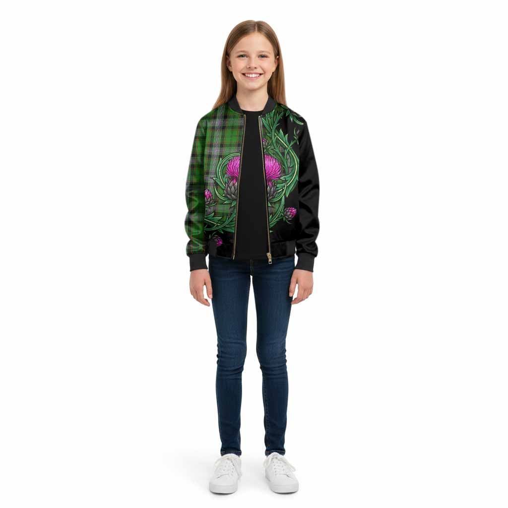 Moss Tartan Kid Bomber Jacket Resilient Scottish Thistle - Tartan Vibes Clothing