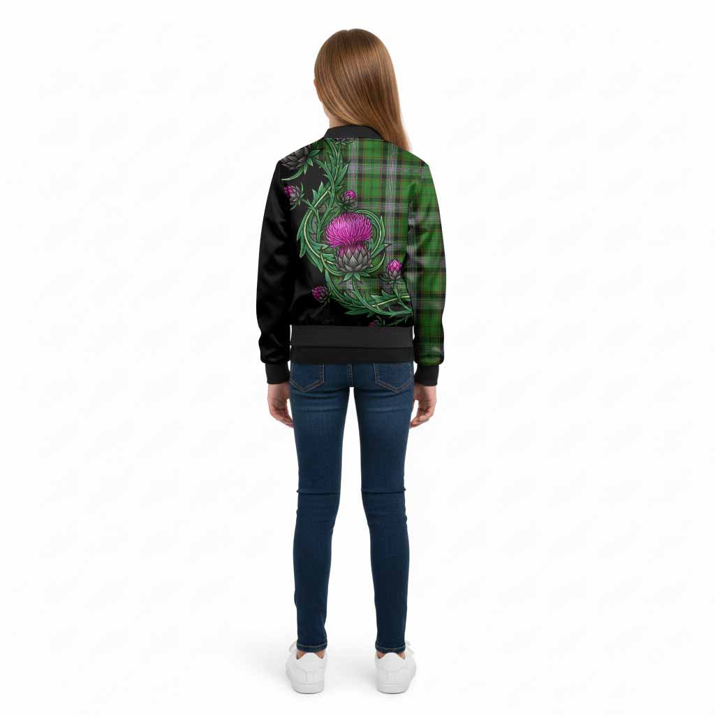 Moss Tartan Kid Bomber Jacket Resilient Scottish Thistle - Tartan Vibes Clothing