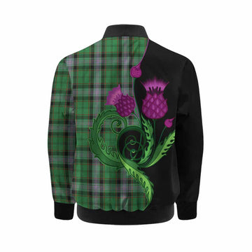 Moss Tartan Kid Bomber Jacket Traditional Scottish Thistle