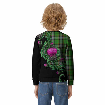 Moss Tartan Kid Knitted Sweatshirt Resilient Scottish Thistle - Tartan Vibes Clothing