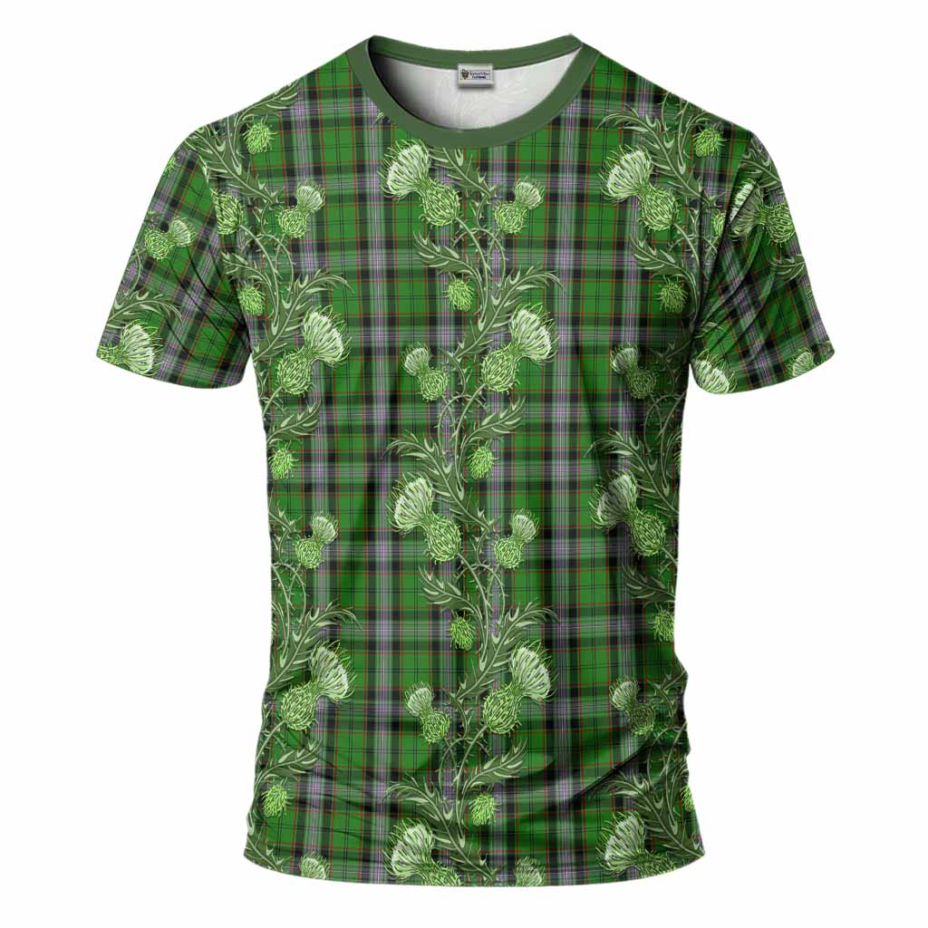 Moss Tartan T-Shirt Seamless Scottish Thistle Flowers