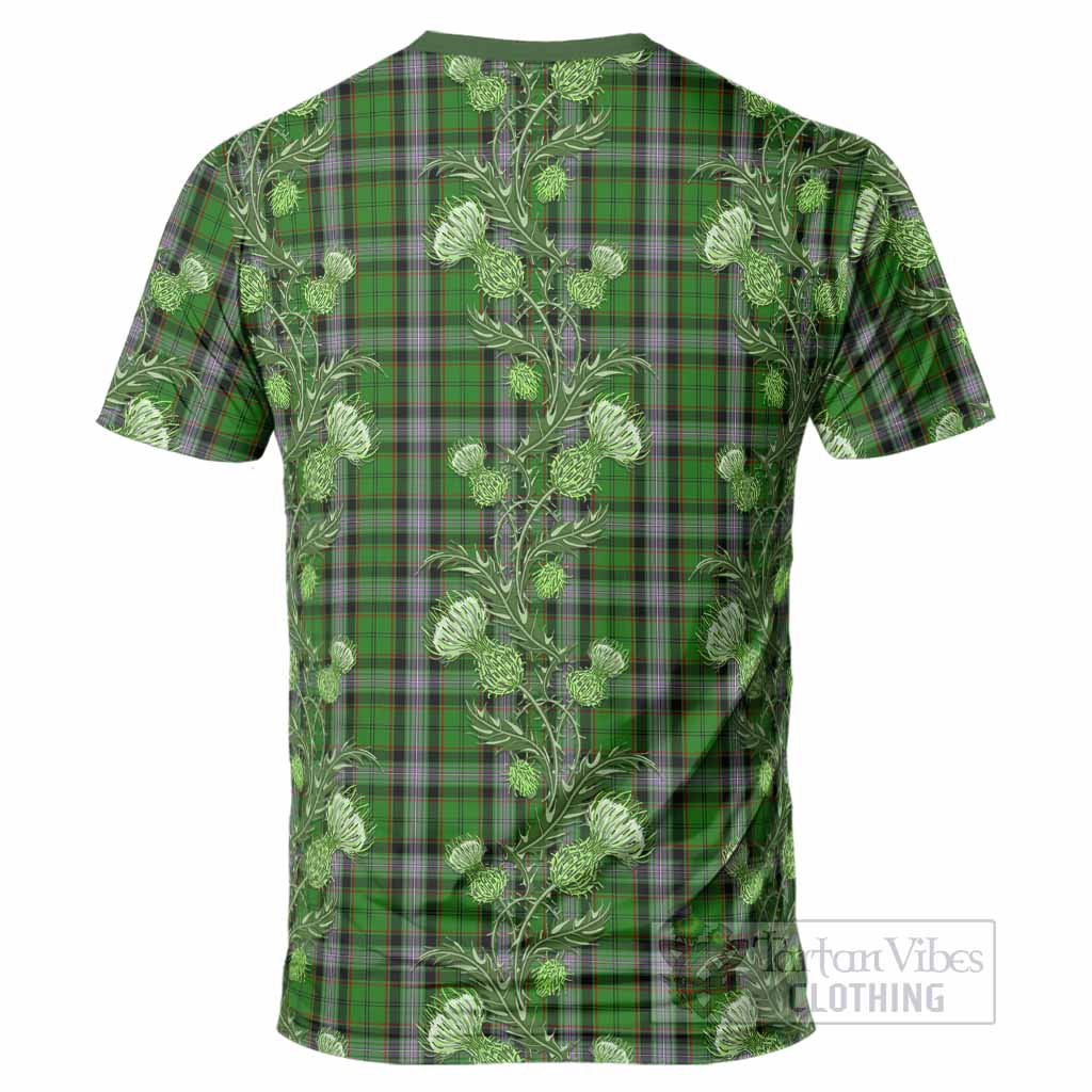 Moss Tartan T-Shirt Seamless Scottish Thistle Flowers