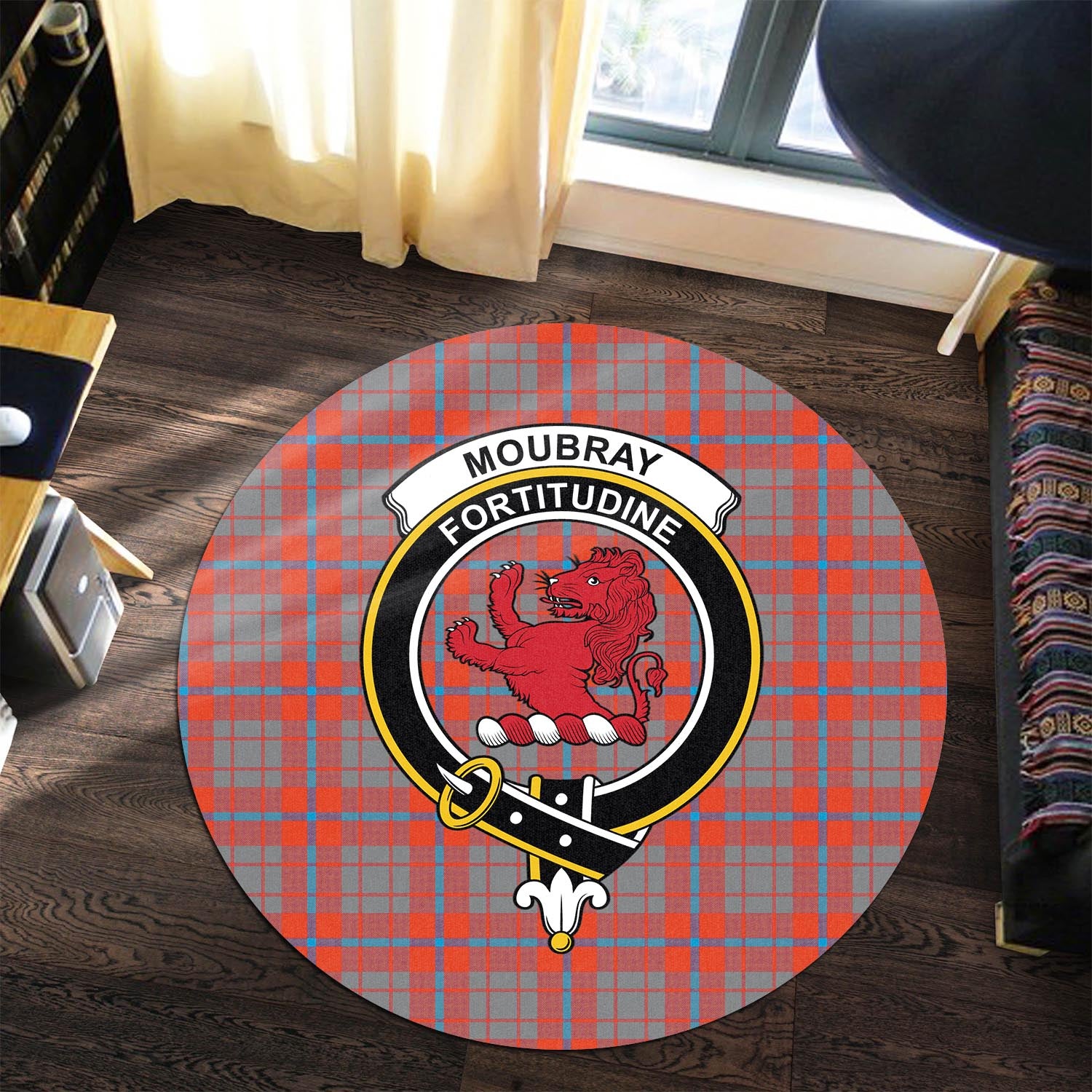 Moubray Tartan Round Rug with Family Crest Premium Round Rug - Tartan Vibes Clothing