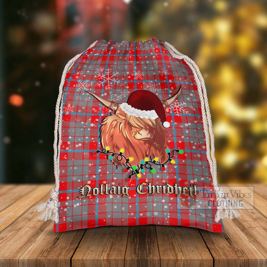 Moubray Tartan Christmas Santa's Bag with Twinkle Highland Cattle - Tartan Vibes Clothing