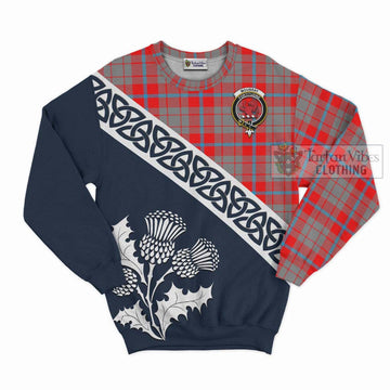 Moubray Tartan Sweatshirt Featuring Thistle and Scotland Map Unisex - Tartan Vibes Clothing