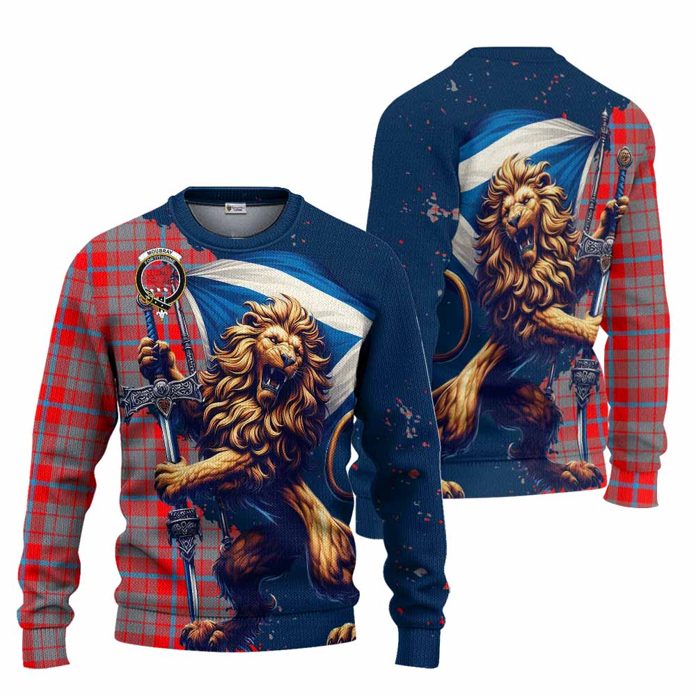 Moubray Tartan Family Crest Knitted Sweater with Scottish Majestic Lion Unisex - Tartan Vibes Clothing